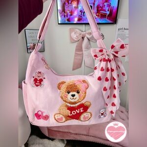 Pink Valentine’s Day Teddy Bear Bag